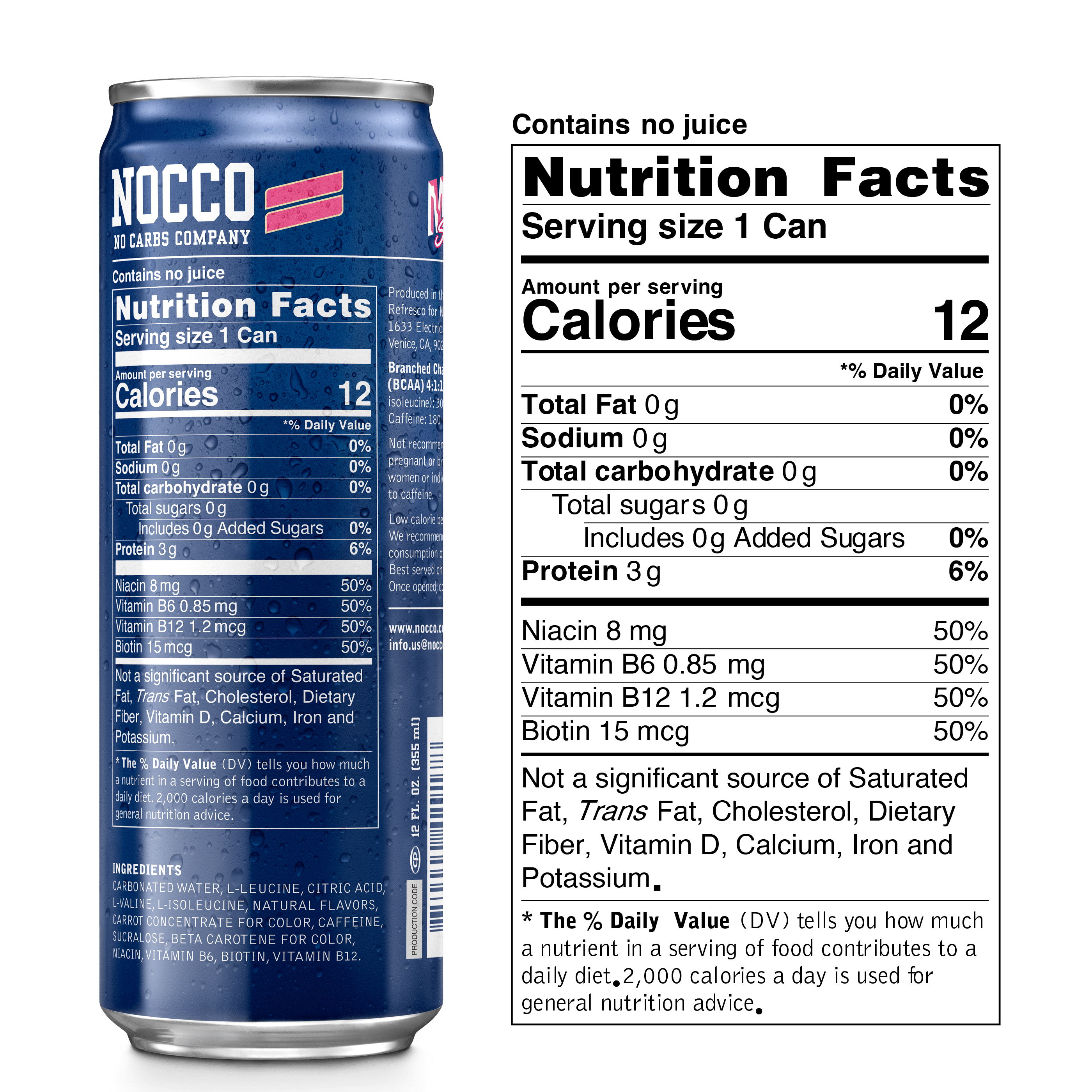 nocco energy drink miami strawberry nutrition facts V3