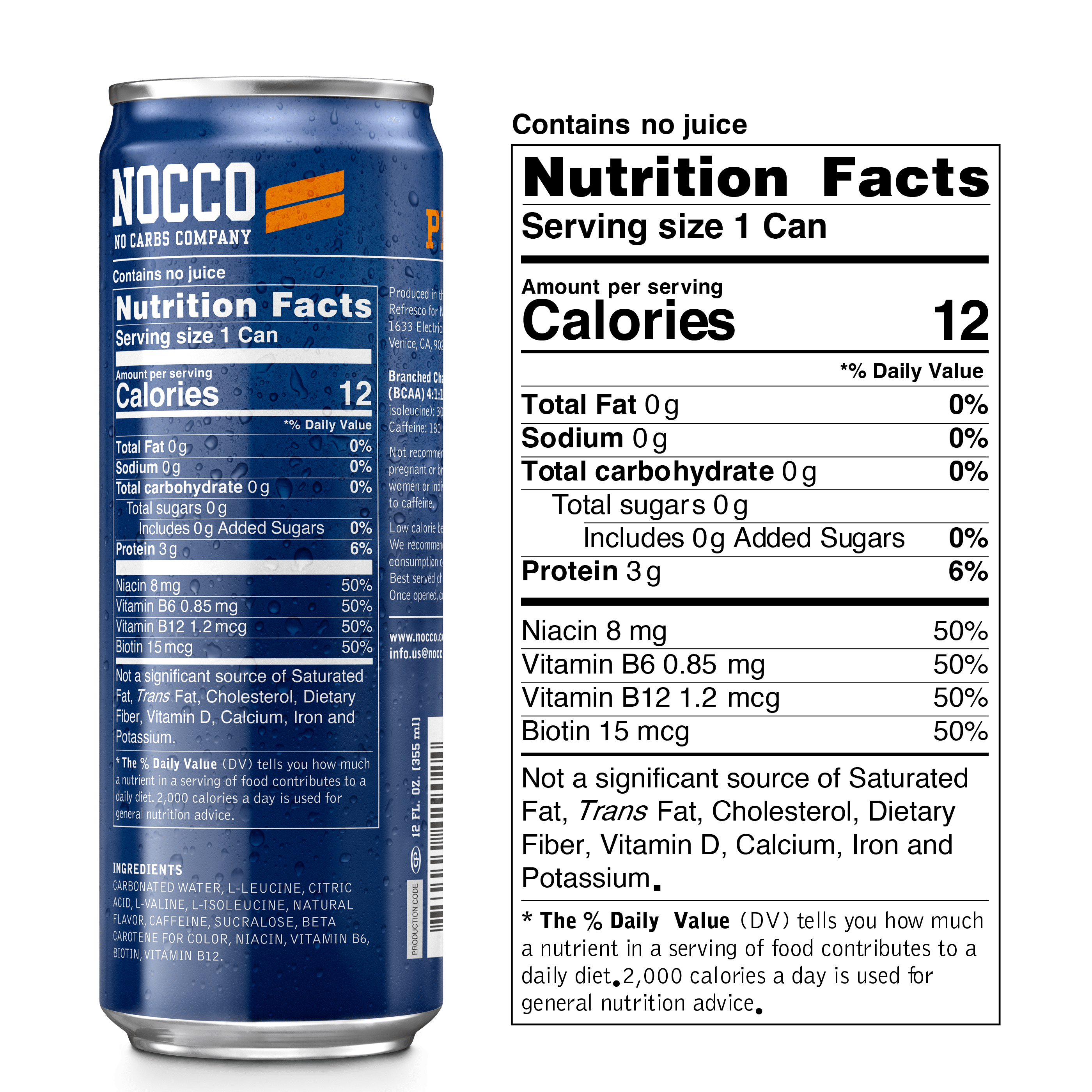 nocco energy drink peach nutrition facts V3