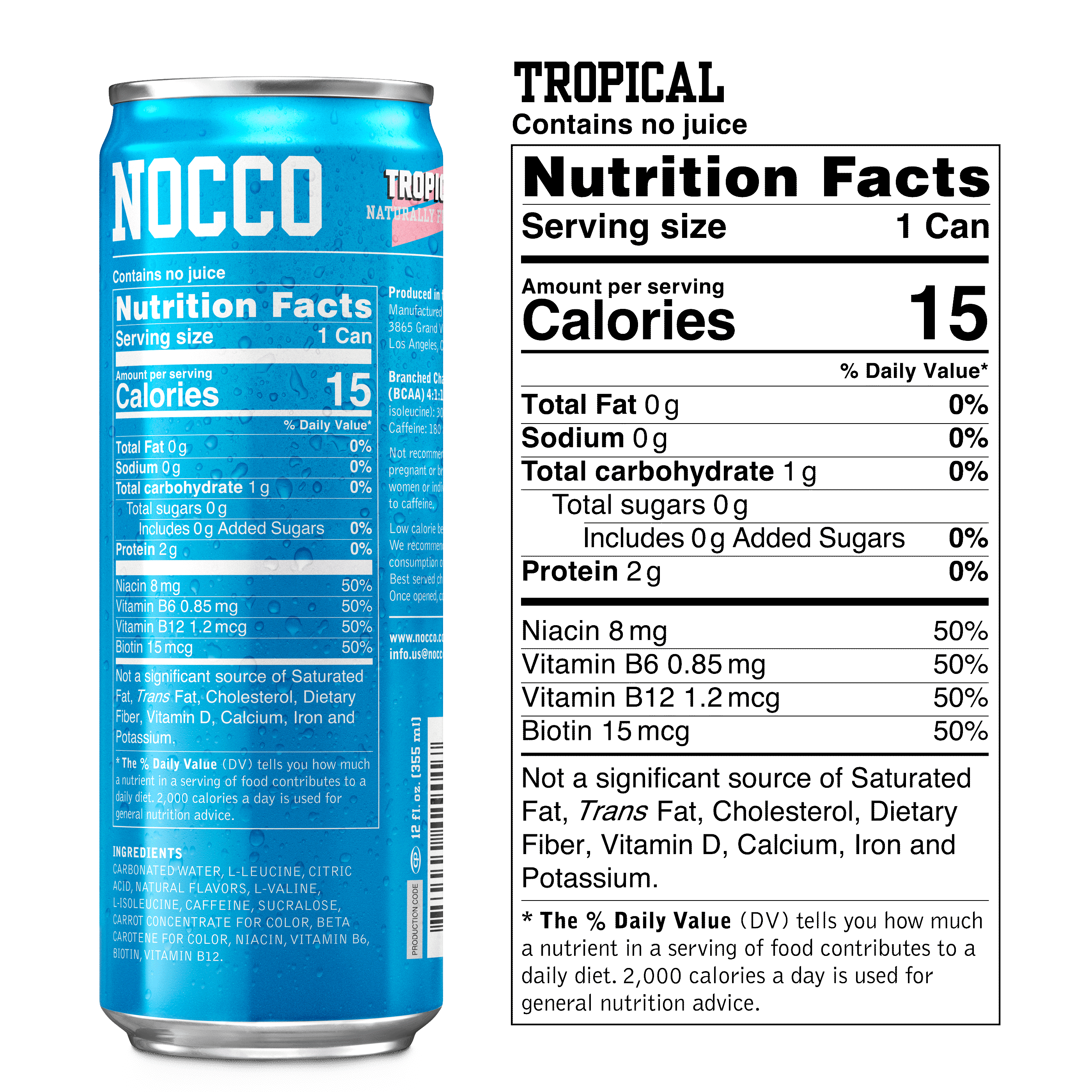 Tropical Nocco Nutrition Facts