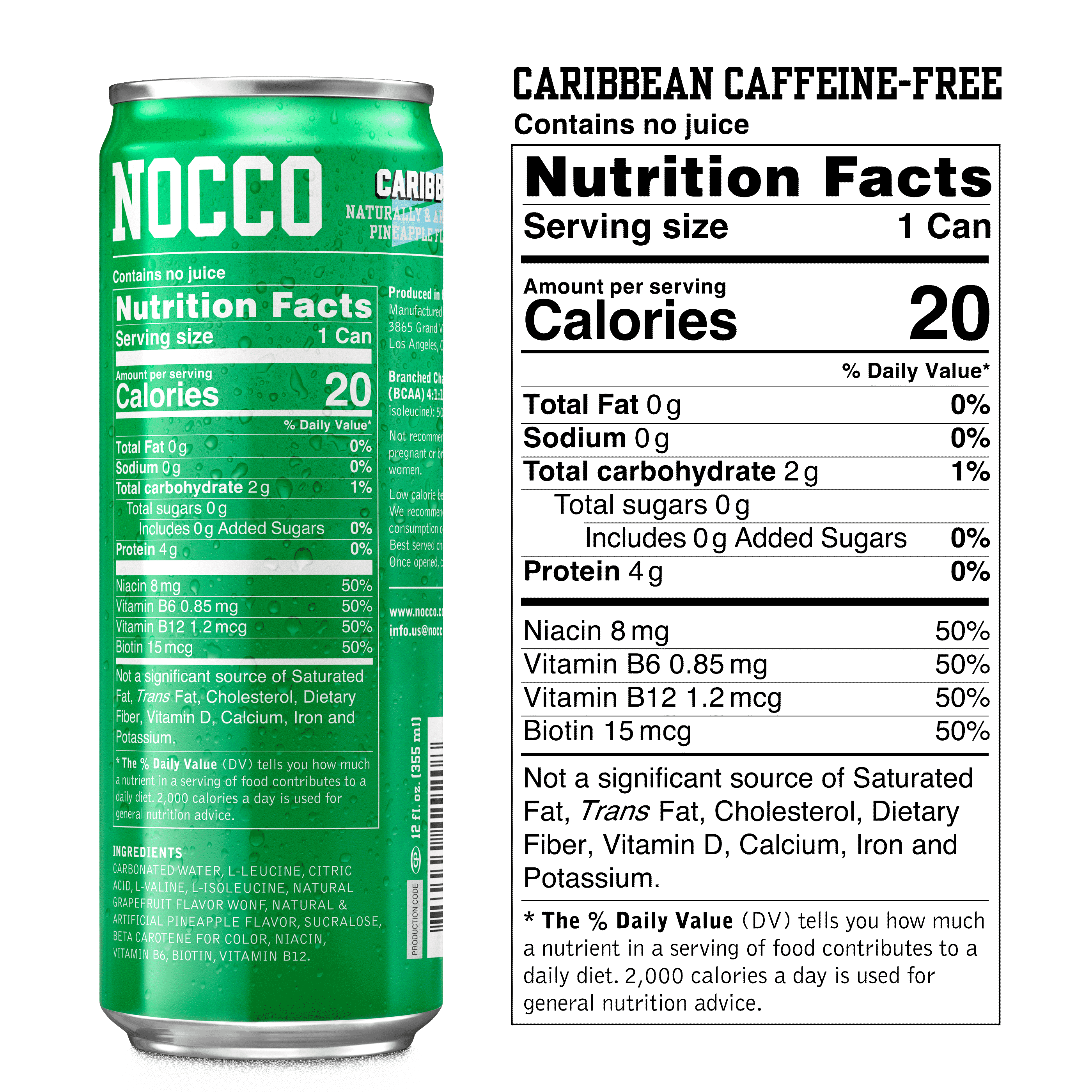Caribbean Caffeine Free Nocco Nutrition Facts