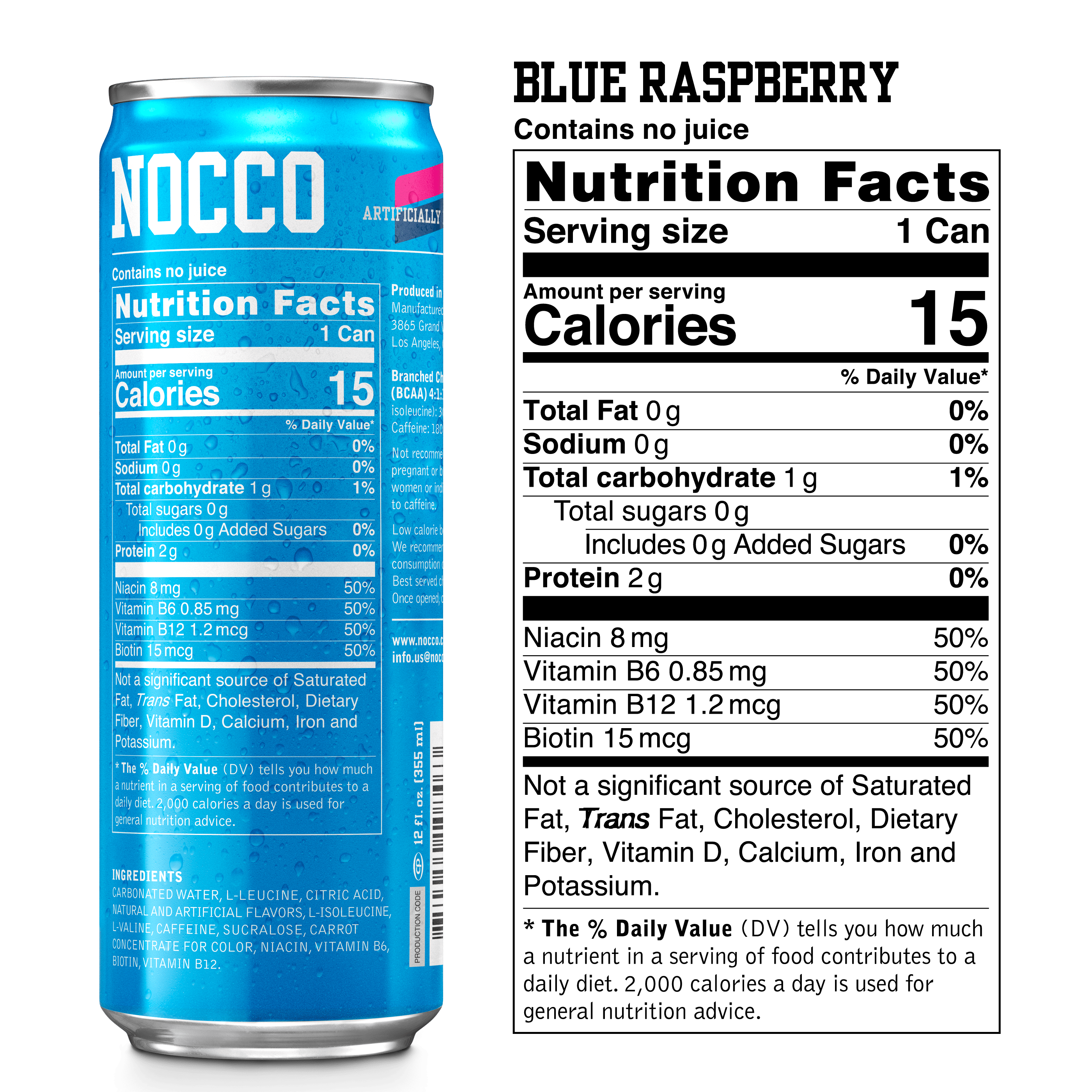 Nutrition for nocco blue raspberry